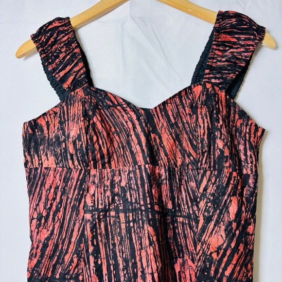 Splatter Print Cropped Top Womens S Red Black Ruched Strap Sweetheart Tank - Picture 4 of 4